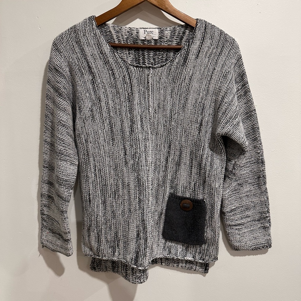 NEON BUDDHA Grey &‎ Black 100% Cotton Knit Boho Sweater Size S